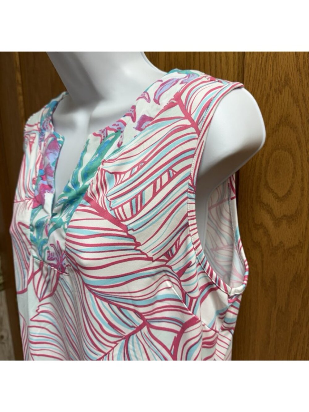 Stella Parker Leafy Print Sleeveless Shift Dress - Medium - Picture 2 of 5